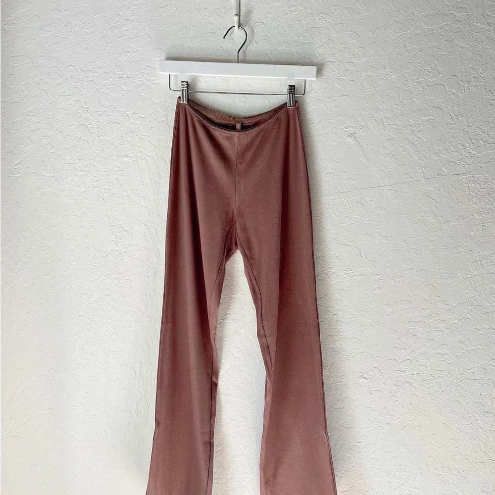 SKIMS Cotton Picot Straight Leg Pants in Umber - Picture 1 of 7